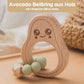 Avocado Beißring für Babys Beissring Greifring Geschenk Geburt Holzspielzeug Kauspielzeug