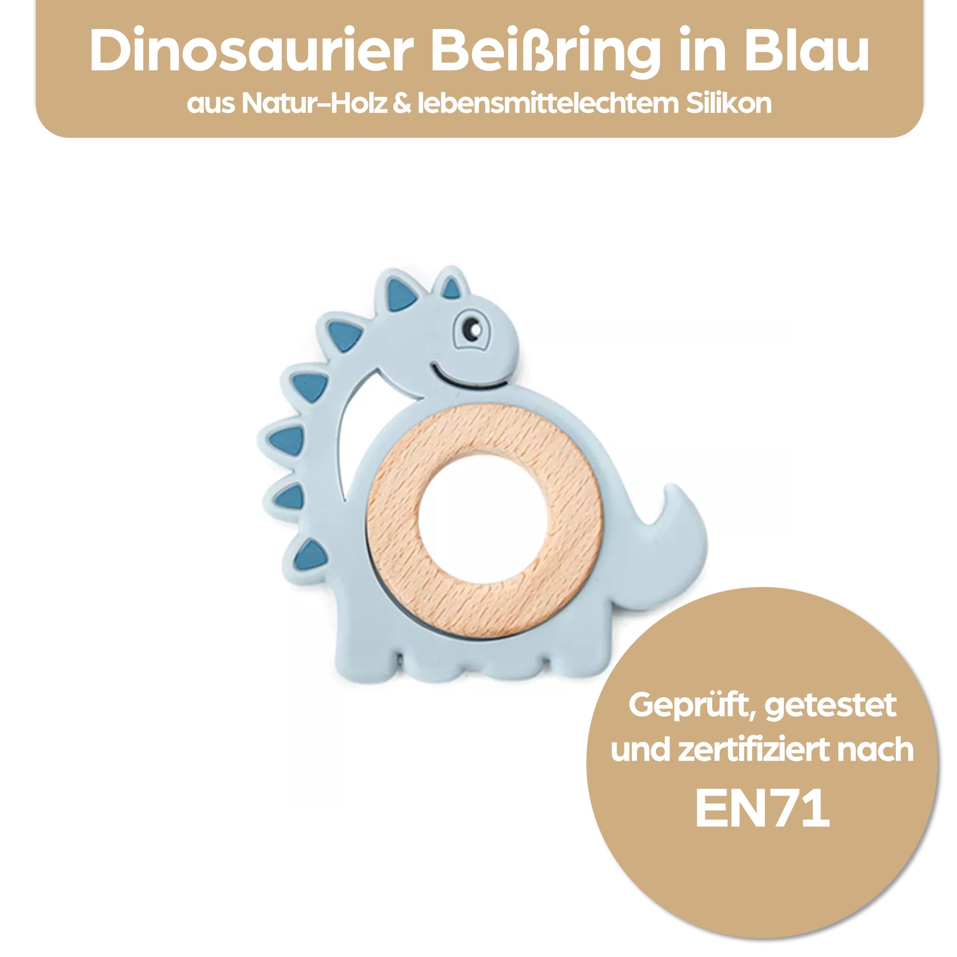 Dino Dinosaurier Beißring für Babys Beissring Greifring Geschenk Geburt Holzspielzeug Kauspielzeug