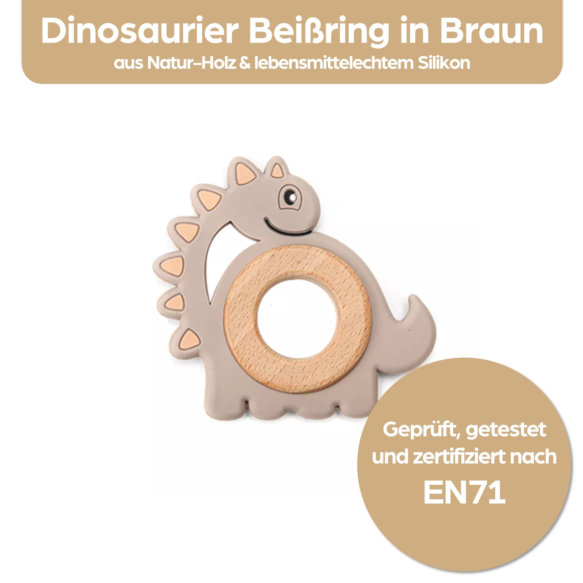 Dino Dinosaurier Beißring für Babys Beissring Greifring Geschenk Geburt Holzspielzeug Kauspielzeug