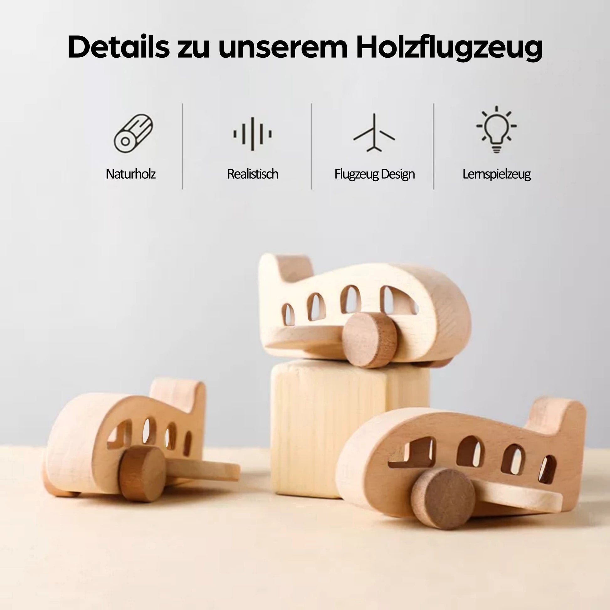 Flugzeug Holzspielzeug Spielzeug Holz für Babys Kinder Kleinkinder Geschenk Geburt Kinderspielzeug Babyspielzeug Natur