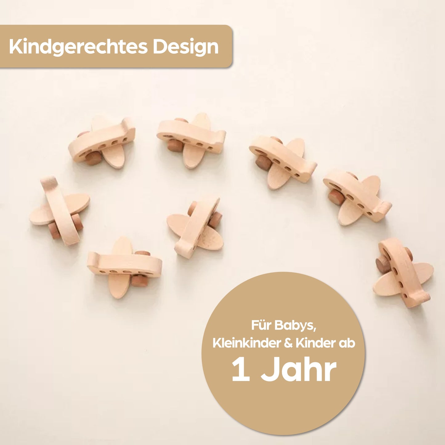Holzspielzeug für Baby & Kinder ab 1 Jahr aus Natur-Holz mit Flugzeug-Motiv