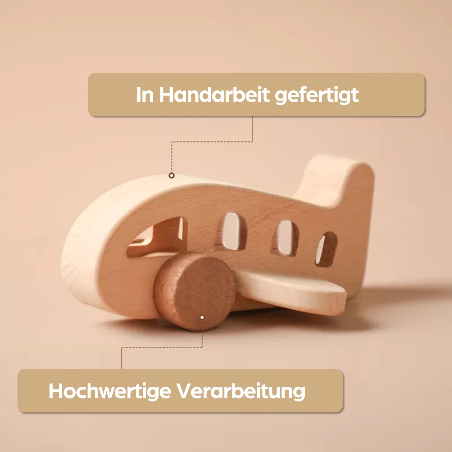 Holzspielzeug für Baby & Kinder ab 1 Jahr aus Natur-Holz mit Flugzeug-Motiv