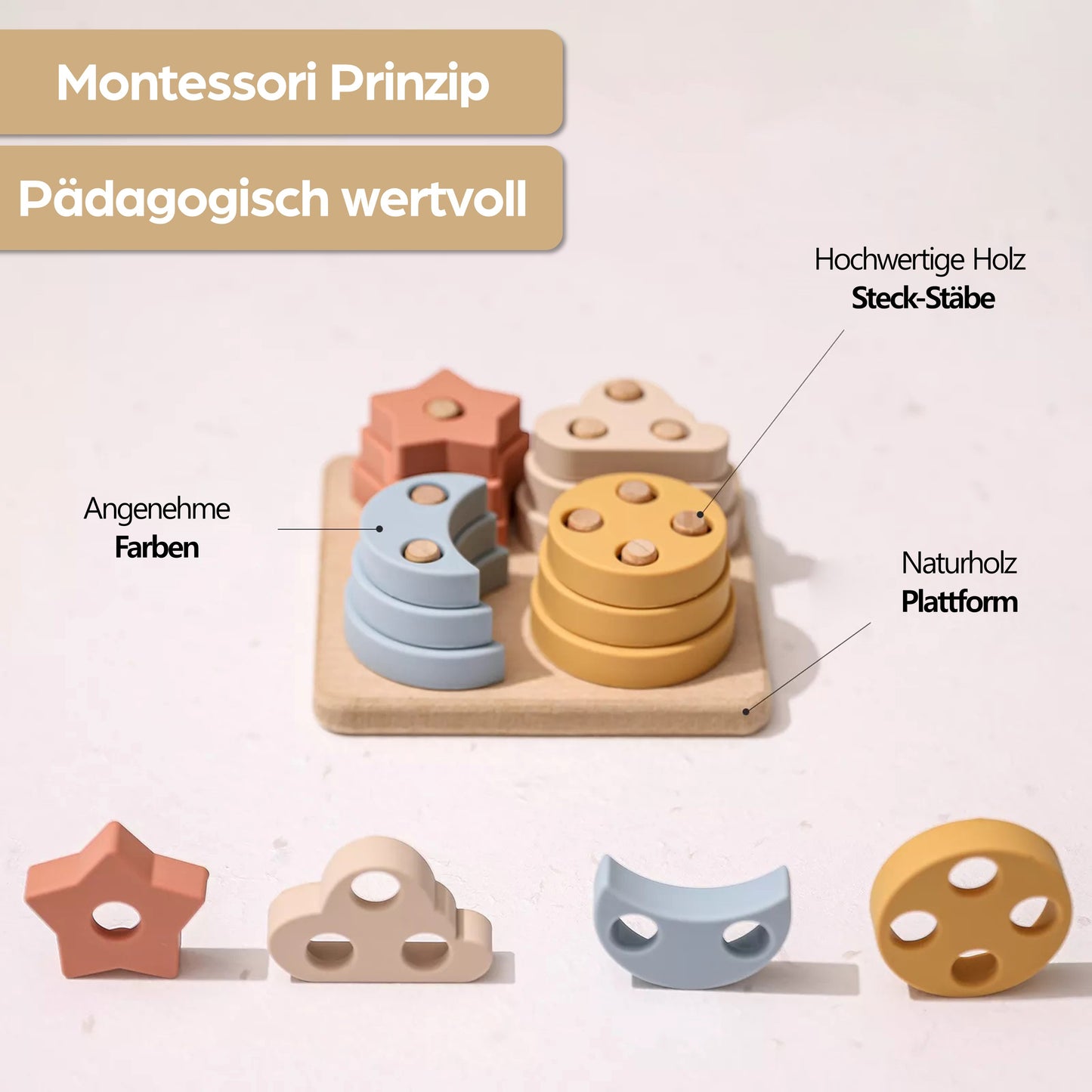 Holzpuzzle Puzzle Steckpuzzle Holzspielzeug Spielzeug Holz für Babys Kinder Kleinkinder Geschenk Geburt Kinderspielzeug Babyspielzeug Natur