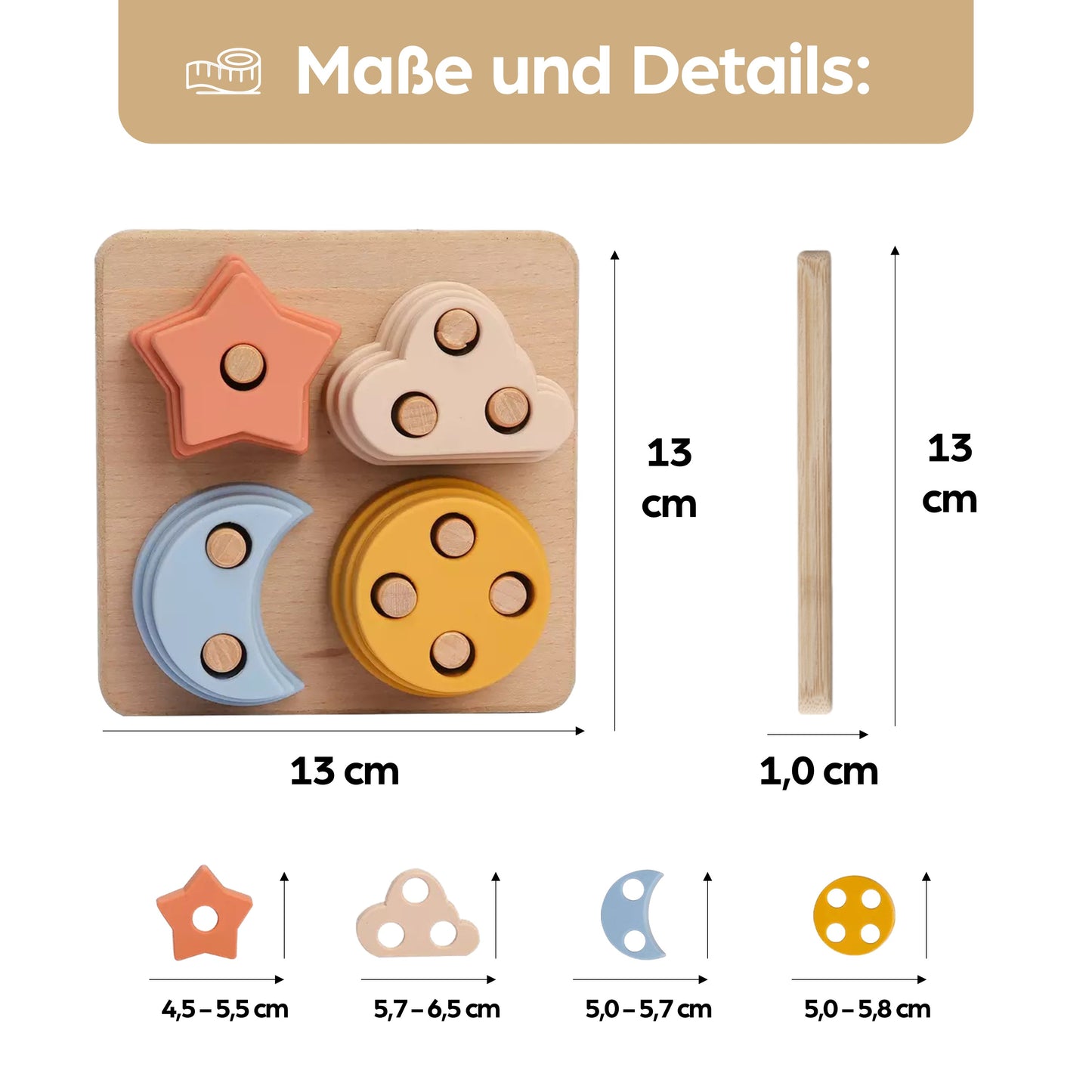 Holzpuzzle Puzzle Steckpuzzle Holzspielzeug Spielzeug Holz für Babys Kinder Kleinkinder Geschenk Geburt Kinderspielzeug Babyspielzeug Natur